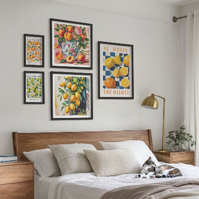 Ensemble de 5 tableaux Agrumes rétro dans la cuisine