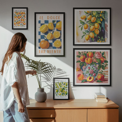 Ensemble de 5 tableaux Agrumes rétro dans la cuisine