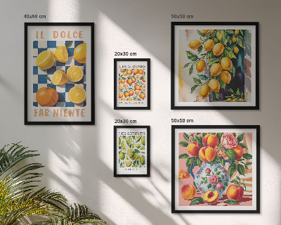 Ensemble de 5 tableaux Agrumes rétro dans la cuisine
