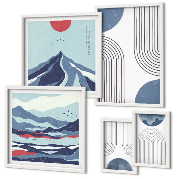 Lot de tableaux encadrés Géométrie des paysages abstraits