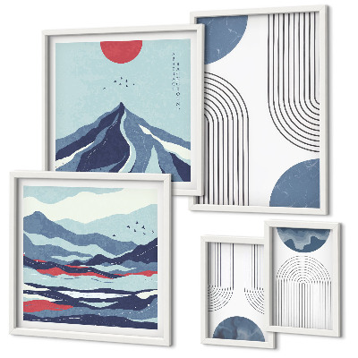 Lot de tableaux encadrés Géométrie des paysages abstraits