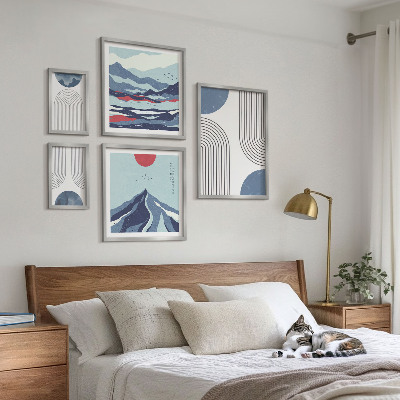 Lot de tableaux encadrés Géométrie des paysages abstraits