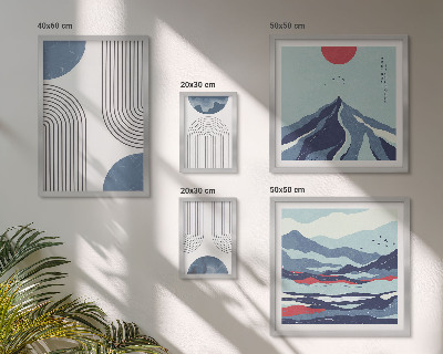 Lot de tableaux encadrés Géométrie des paysages abstraits