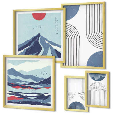 Lot de tableaux encadrés Géométrie des paysages abstraits