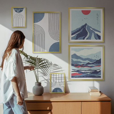 Lot de tableaux encadrés Géométrie des paysages abstraits