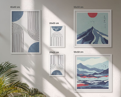 Lot de tableaux encadrés Géométrie des paysages abstraits