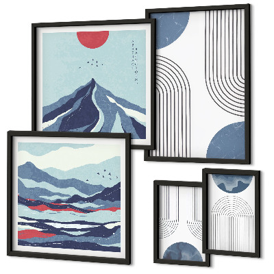 Lot de tableaux encadrés Géométrie des paysages abstraits
