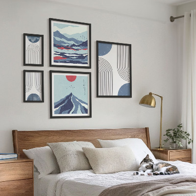 Lot de tableaux encadrés Géométrie des paysages abstraits