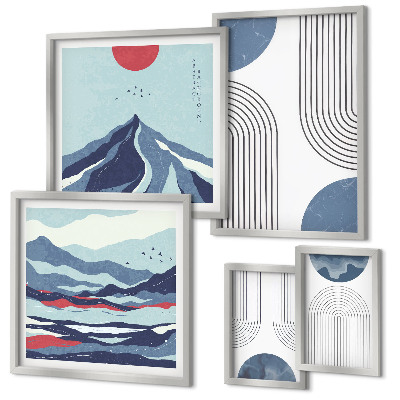 Lot de tableaux encadrés Géométrie des paysages abstraits