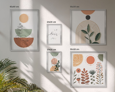 Ensemble de 5 tableaux Graphismes végétaux et géométriques élégants