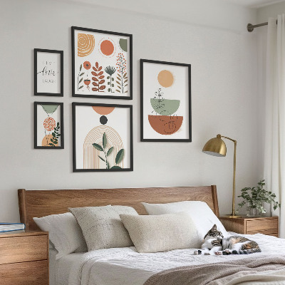 Ensemble de 5 tableaux Graphismes végétaux et géométriques élégants