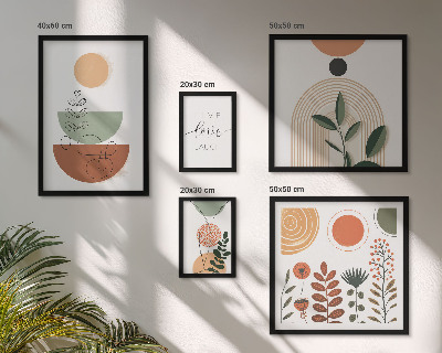 Ensemble de 5 tableaux Graphismes végétaux et géométriques élégants