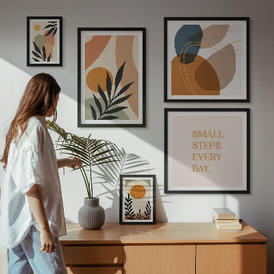 Lot de tableaux encadrés Graphismes végétaux abstraits et stylés