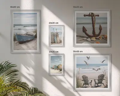 Ensemble de 5 tableaux ambiance bord de mer détente et plage