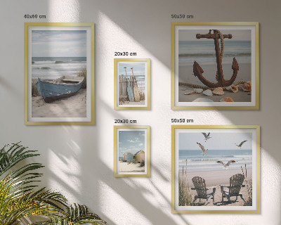 Ensemble de 5 tableaux Ambiance bord de mer, détente, plage
