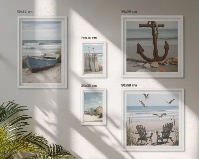 Ensemble de 5 tableaux ambiance bord de mer détente et plage