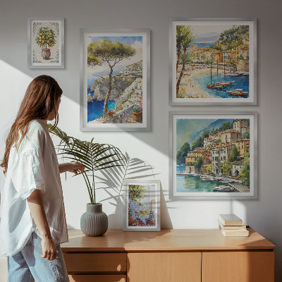 Lot de tableaux encadrés Villes balnéaires élégantes