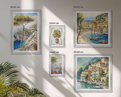 Lot de tableaux encadrés Villes balnéaires élégantes