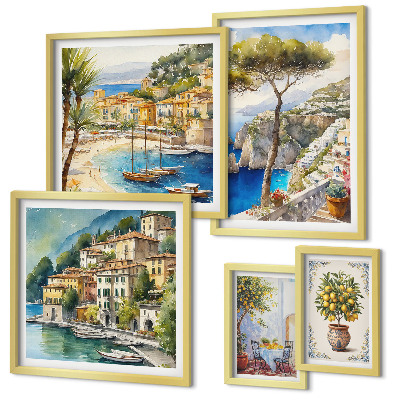 Lot de tableaux encadrés Villes balnéaires élégantes