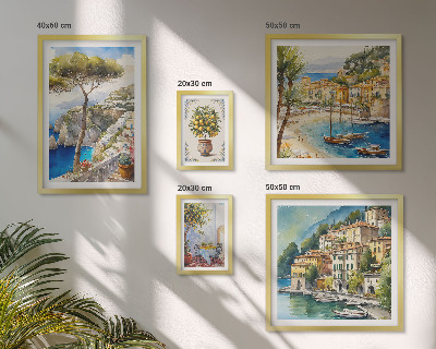 Lot de tableaux encadrés Villes balnéaires élégantes