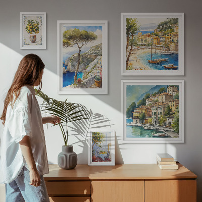 Lot de tableaux encadrés Villes balnéaires élégantes