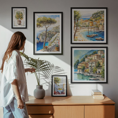 Lot de tableaux encadrés Villes balnéaires élégantes