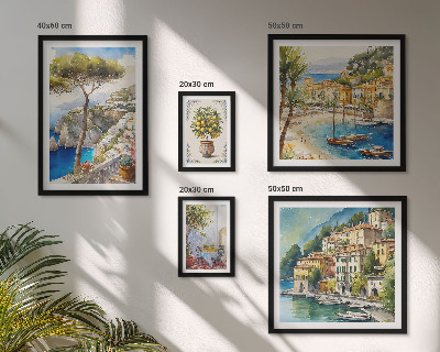 Lot de tableaux encadrés Villes balnéaires élégantes