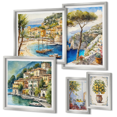 Lot de tableaux encadrés Villes balnéaires élégantes