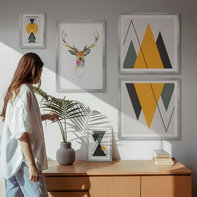 Ensemble de 5 tableaux Motifs colorés de style bohème