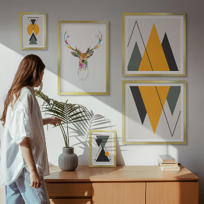 Ensemble de 5 tableaux Motifs colorés de style bohème
