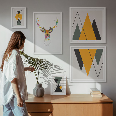 Ensemble de 5 tableaux Motifs colorés de style bohème
