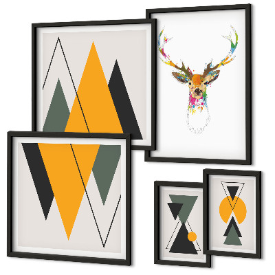 Ensemble de 5 tableaux Motifs colorés de style bohème