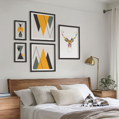 Ensemble de 5 tableaux Motifs colorés de style bohème