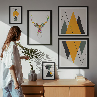 Ensemble de 5 tableaux Motifs colorés de style bohème