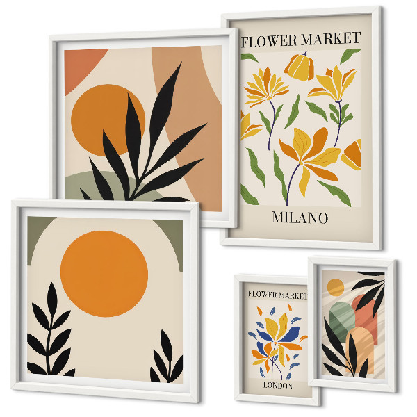 Tableau de décoration murale Fleurs abstraites style bohème