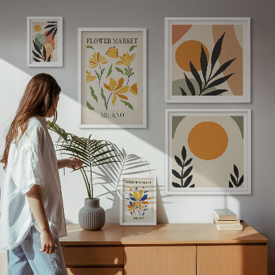 Tableau de décoration murale Fleurs abstraites style bohème