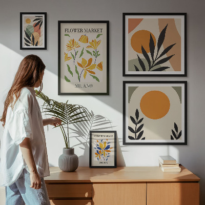 Tableau de décoration murale Fleurs abstraites style bohème