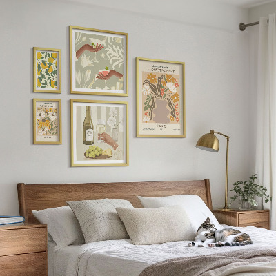 Lot de tableaux encadrés Fleurs et fruits style vintage