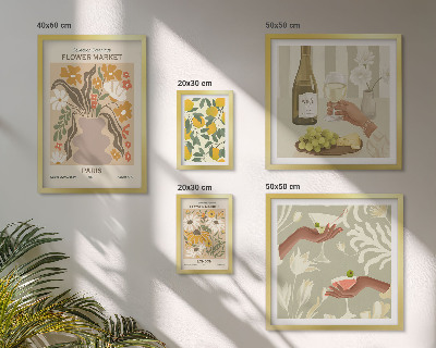 Lot de tableaux encadrés Fleurs et fruits style vintage