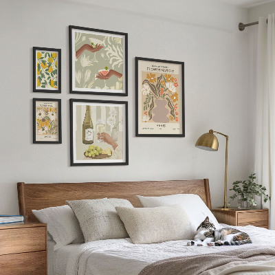Lot de tableaux encadrés Fleurs et fruits style vintage