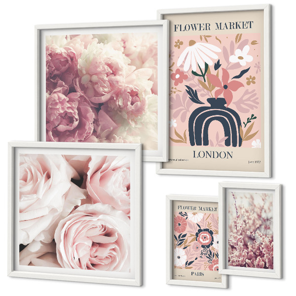 Ensemble de 5 tableaux Décorations florales bohèmes
