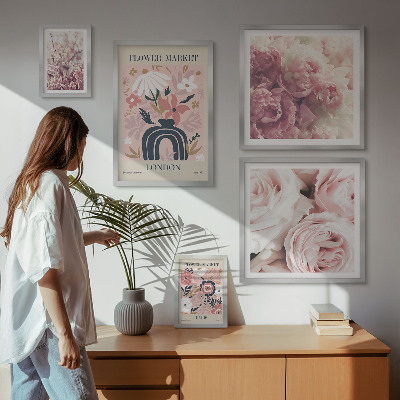 Ensemble de 5 tableaux Décorations florales bohèmes