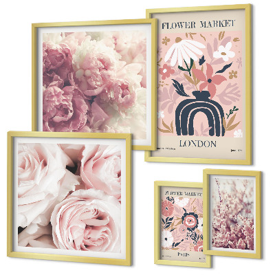 Ensemble de 5 tableaux Décorations florales bohèmes