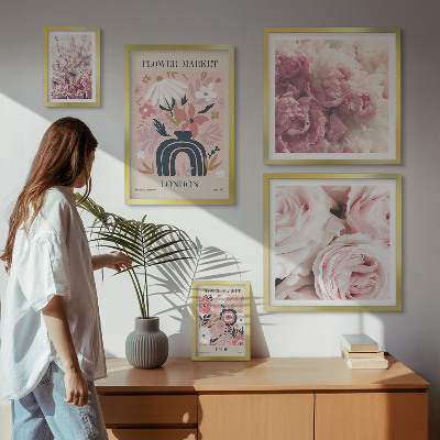 Ensemble de 5 tableaux Décorations florales bohèmes