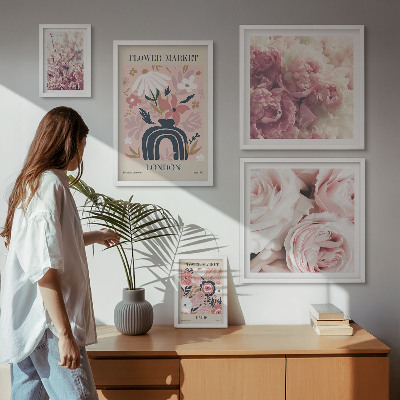 Ensemble de 5 tableaux Décorations florales bohèmes
