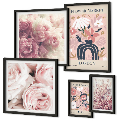 Ensemble de 5 tableaux Décorations florales bohèmes