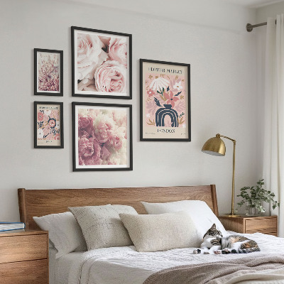 Ensemble de 5 tableaux Décorations florales bohèmes