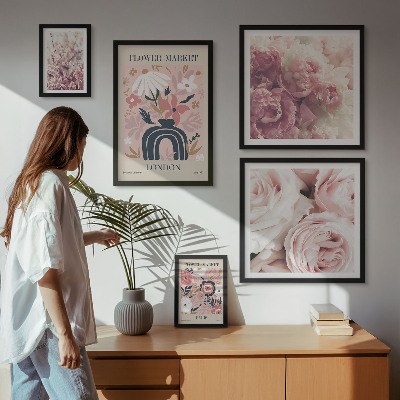 Ensemble de 5 tableaux Décorations florales bohèmes