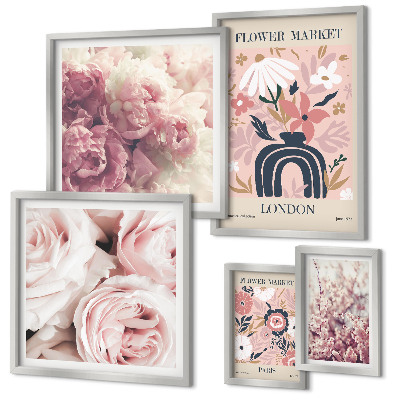 Ensemble de 5 tableaux Décorations florales bohèmes