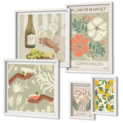 Tableau de décoration murale Fleurs et fruits style vintage